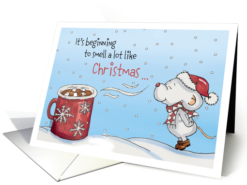 Cute Mouse Christmas Card - It's beginning to smell a lot like card