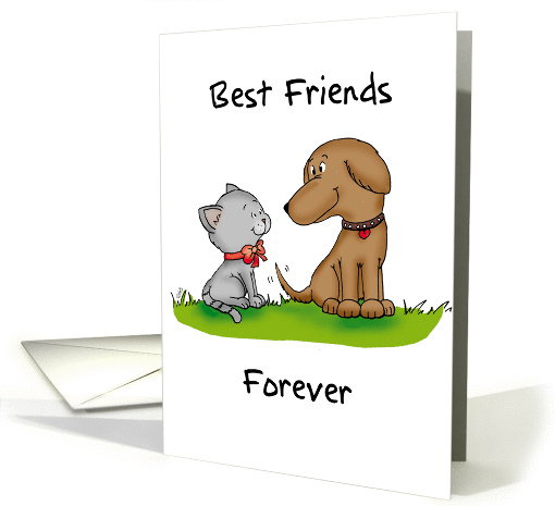 Best Friends Forever - Cute Cat and Dog Friends card (1251376)