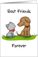Best Friends Forever - Cute Cat and Dog Friends card