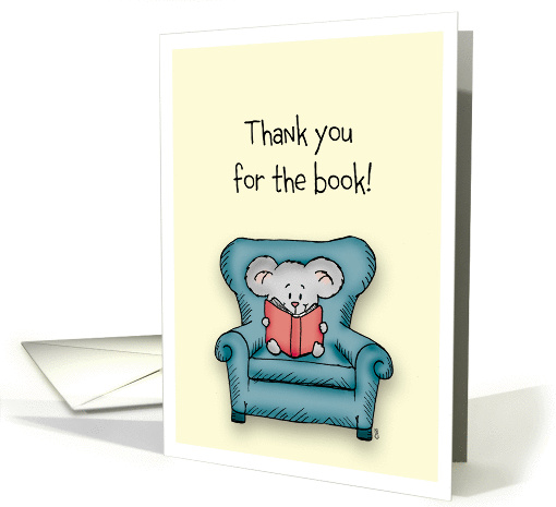 Thank you for the Book - Little Mouse with book in armchair. card