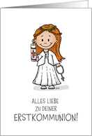 First Holy Communion for a Girl - Erstkommunion - German - Deutsch card