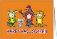 Happy Halloween - Cute Kids all dressed up in costumes card