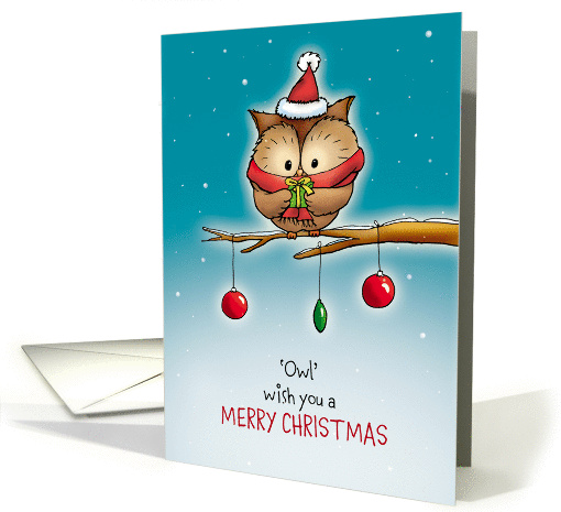 Christmas Card with Owl - Owl wish you a Merry Christmas card