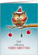 Christmas Card with Owl - Owl wish you a Merry Christmas card