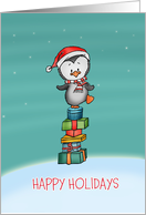 Holiday Greetings - General Christmas Card - Penguin Holiday Card