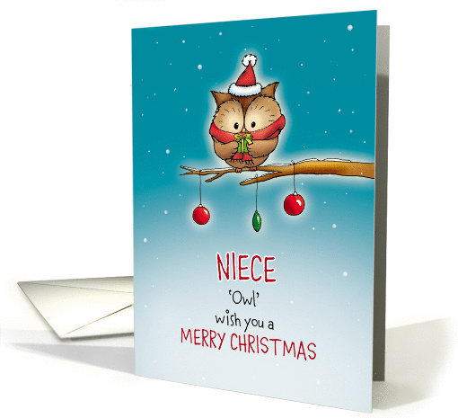 Niece - Owl wish you Merry Christmas card (1343482)