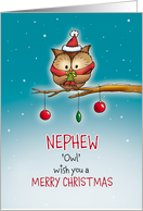 Nephew - Owl wish you Merry Christmas card