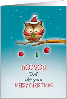 Godson - Owl wish you Merry Christmas card