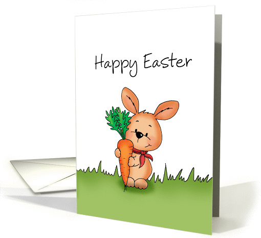 Happy Easter Card with a cute bunny and carrot card (1425434)