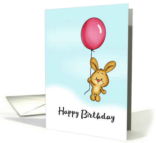 Happy Birthday card with a bunny and Balloon card (1432128)