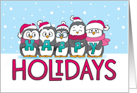 Happy Holidays Penguins Holding H A P P Y Letters card