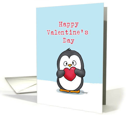 Valentine's Day Penguin with a Big Heart card (1665466)