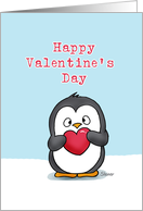 Valentine’s Day Penguin with a Big Heart card