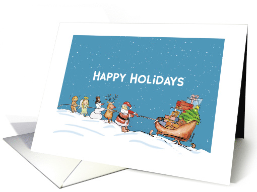 Happy Holidays - Santa Snowy Sled card (1708640)