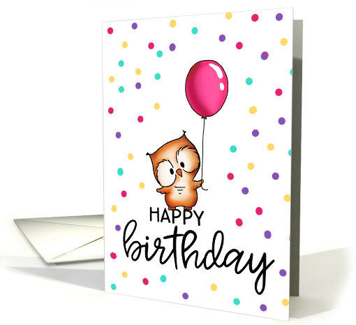 Happy Birthday Cute Owl with Balloon card (1728112)