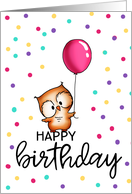 Happy Birthday Cute Owl with Balloon card