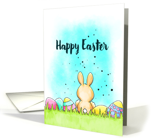 Happy Easter Card with Easter Bunny and Colored Eggs card (1729562)