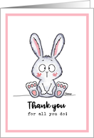 Thank You For All You Do - Cute Bunny Thank You Card