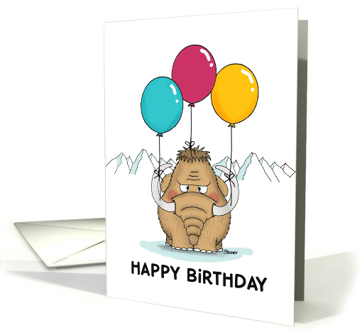 Happy Birthday Mammoth with Colorfull Balloons card (1859094)
