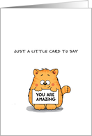 You Are Amazing Orange Cat with Sign card