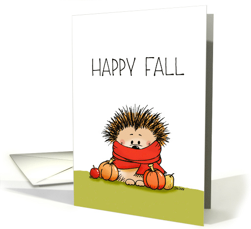 Happy Fall Hedgehog with Pumpkins card (1868836)