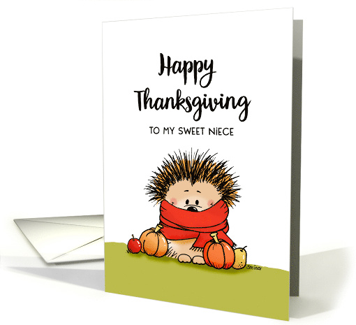 Happy Thanksgiving to my sweet Niece Hedgehog with Pumpkins card