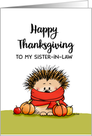 Happy Thanksgiving to my Sister in Law Hedgehog with Pumpkins card