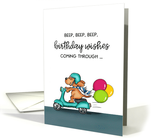 Dog on Scooter Birthday Beep card (1870868)