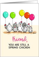 Chicken Birthday Card with Balloons for Friend card