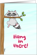 Hang in there Humorous Encouragment with Raccoon in Tree card
