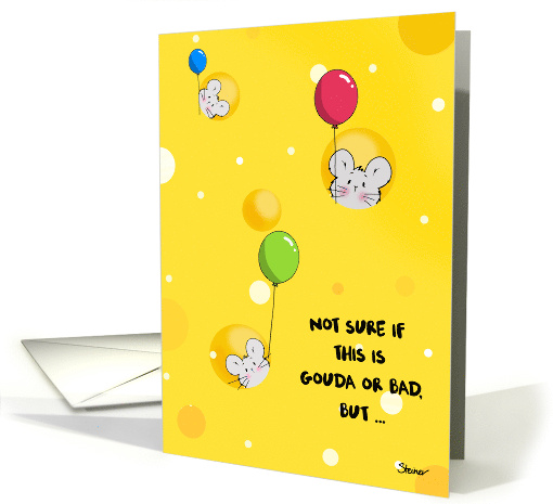 Humorous Cheese Birthday Card with Mice and Balloons card (1921808)