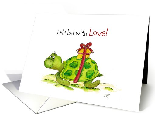 Belated Birthday, Late Turtle with Gift card (636676)