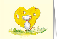 I love you - Cute Mouse in Love with Cheese Heart card