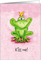 Kiss me, Cute Frog with Crown card