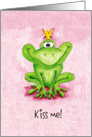 Kiss me, Cute Frog with Crown card