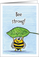 Strong Bee! Cute bee lifting leaf! card