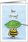 Strong Bee! Cute bee lifting leaf! card