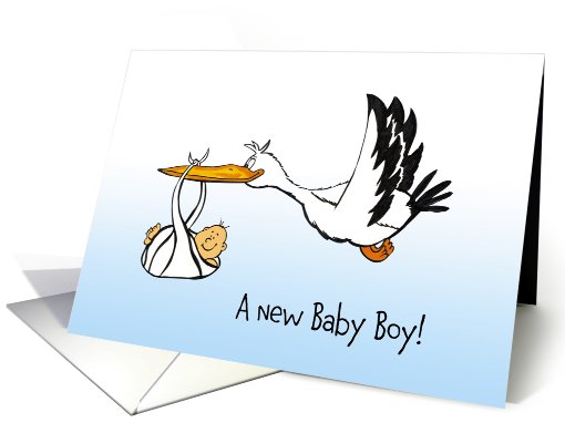 Stork with Baby boy card (640339)