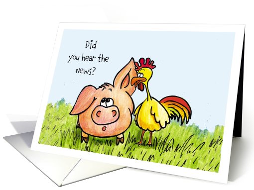 Pig and a Rooster, Announcement card (640356)
