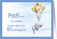 80th birthday surprise party invitation Elephant and Balloons card