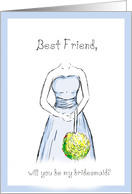 Best Friend, will you be my Bridesmaid? Blue dress card