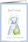 Best Friend, will you be my Bridesmaid? Blue dress card