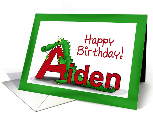 Happy Birthday Aiden!, Childrens Cute, Whimsical Card with Ali card