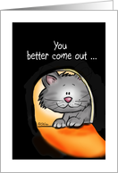 Happy Birthday cute Cat, Mousehole. card