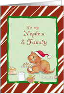 Merry Christmas to Nephew and Family, Cute Baking Squirrel card
