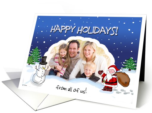 Christmas Photo Card with Santa Claus and Snowman card (852933)