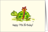 Happy Birthday Turtle with Present card