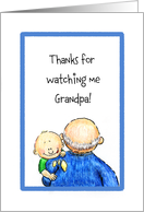 Thank You for Watching Me, Grandpa, Cartoon Grandpa is carrying a baby card