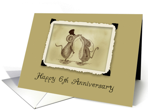 Happy 6th Anniversary - Kissing Mice card (859609)