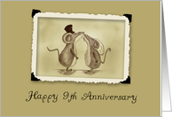 Happy 9th Anniversary - Kissing Mice card